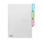 Munhwa A4 Triple-Section Pocket Holder F599-71 | 3-Pocket File | Color-Coded Index Tabs | Semi-Transparent | 5 Sheets per Pack | Made in Korea
